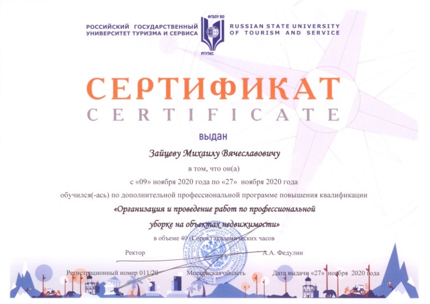 Сертификат Зайцеву М.В.